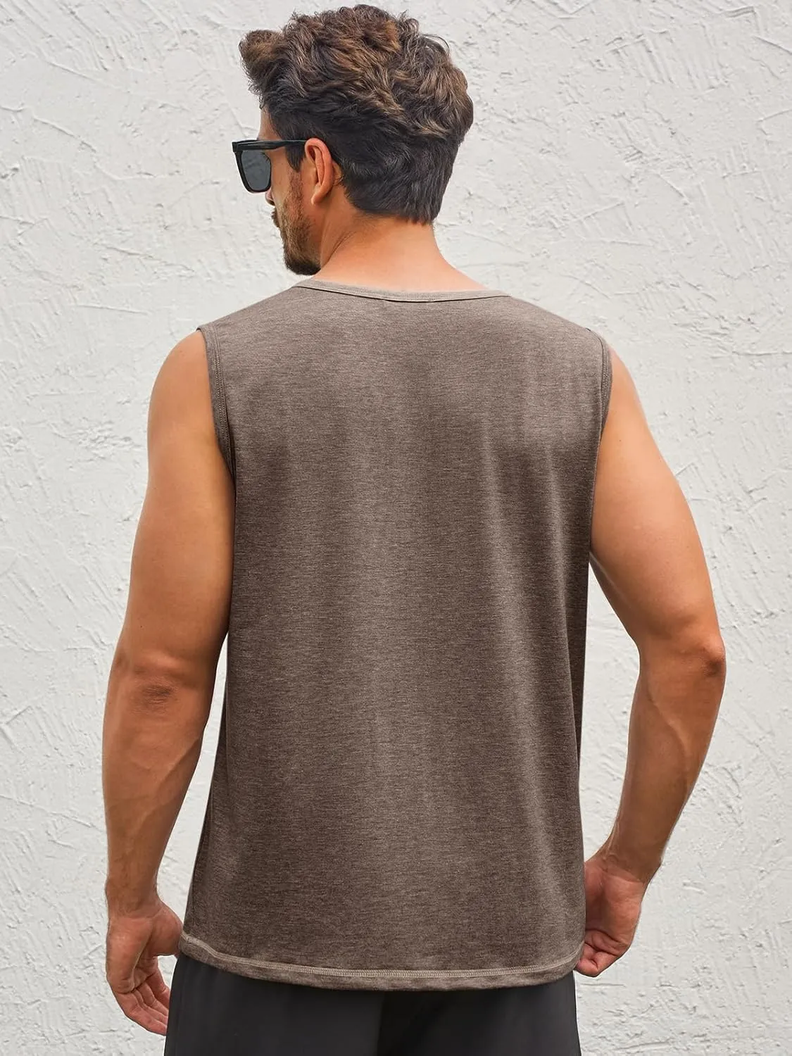 Runcati Men's Workout Tank Tops Sleeveless Gym Muscle Henley Shirt Casual Basic Summer Beach Tops