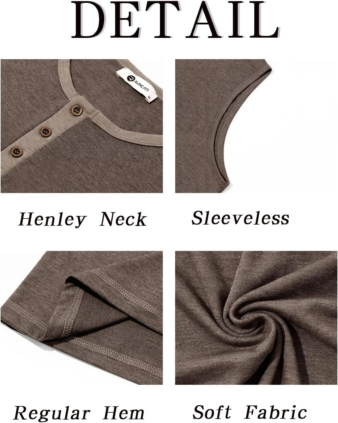 Runcati Men's Workout Tank Tops Sleeveless Gym Muscle Henley Shirt Casual Basic Summer Beach Tops