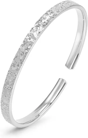 S999 Silver Bangle Bracelet for Women, Gold Bangle 18k Gold Plated, Ice Crack Design, Adjustable Bracelet Fashion Jewelry, Vacuum Plating(Silver/Gold)