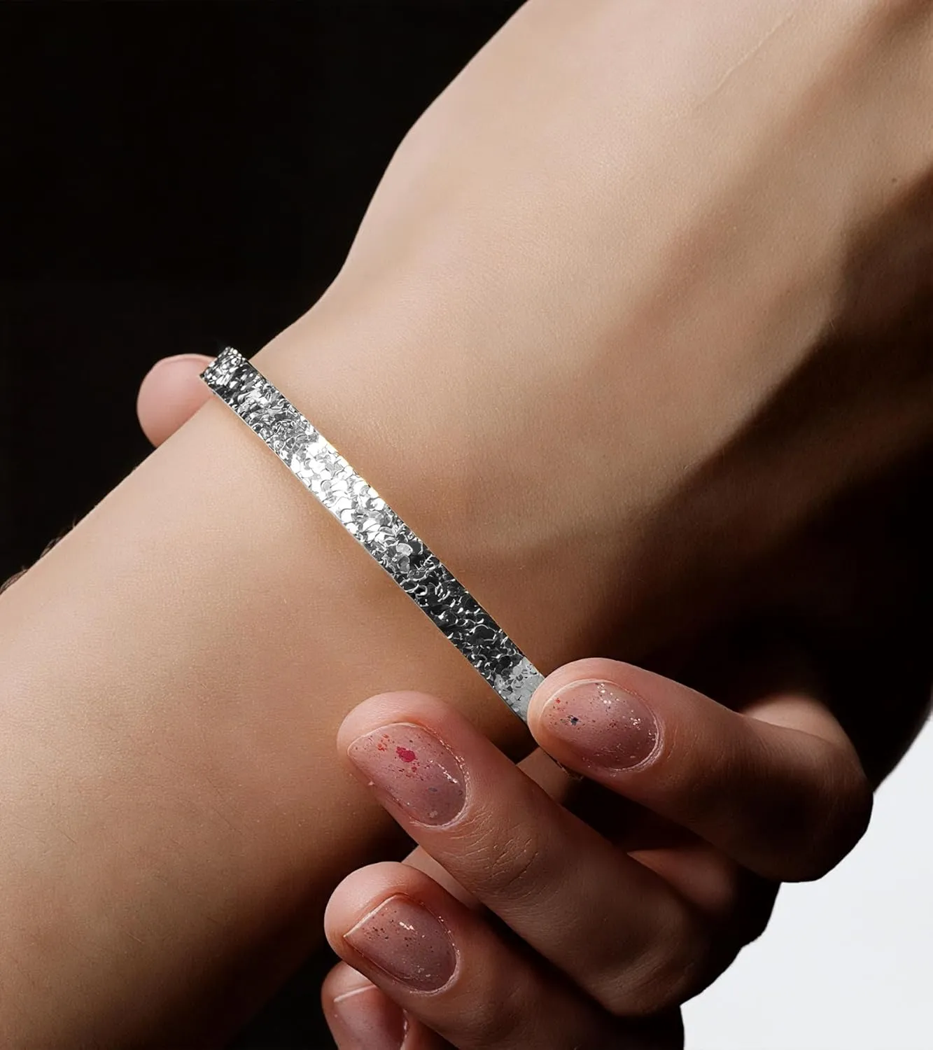 S999 Silver Bangle Bracelet for Women, Gold Bangle 18k Gold Plated, Ice Crack Design, Adjustable Bracelet Fashion Jewelry, Vacuum Plating(Silver/Gold)