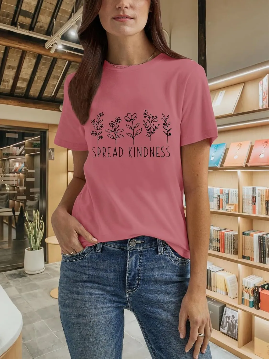 Savarana Women's Spread Kindness Shirt Cute Wildflower Botanical T-Shirt Novelty Positive Blessed Tops Tee
