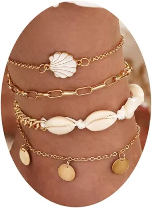 Shell Anklet for Women Luminous Five-pointed Star Foot Chain Summer Bohemian Adjustable Ankle Bracele