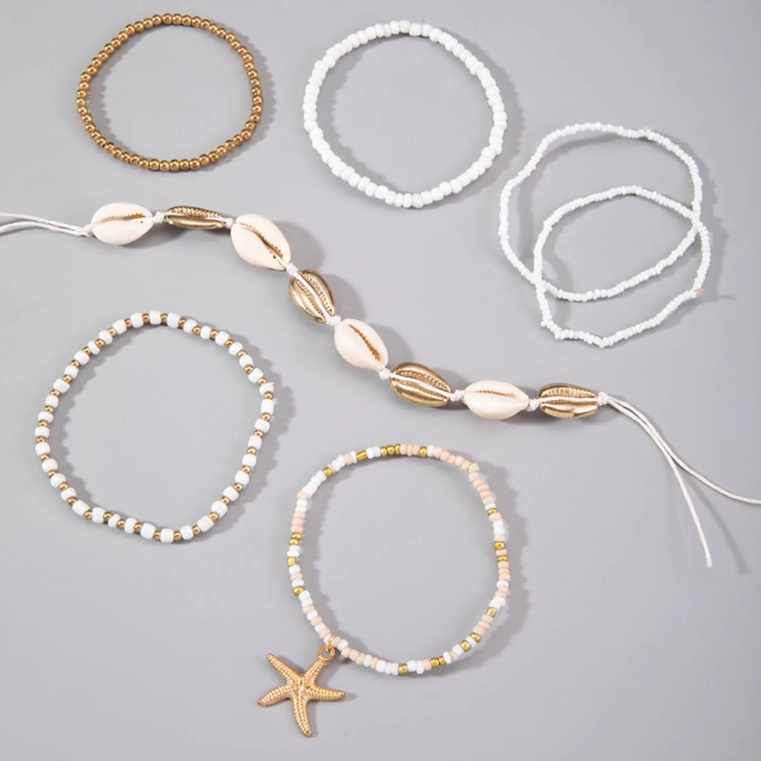 Shell Bracelet Beach Accessories Starfish Bracelets Seashell Charm Bracelets Turtle Boho Layered Beach Dresses for Women Vcation Outfits Summer Stuff