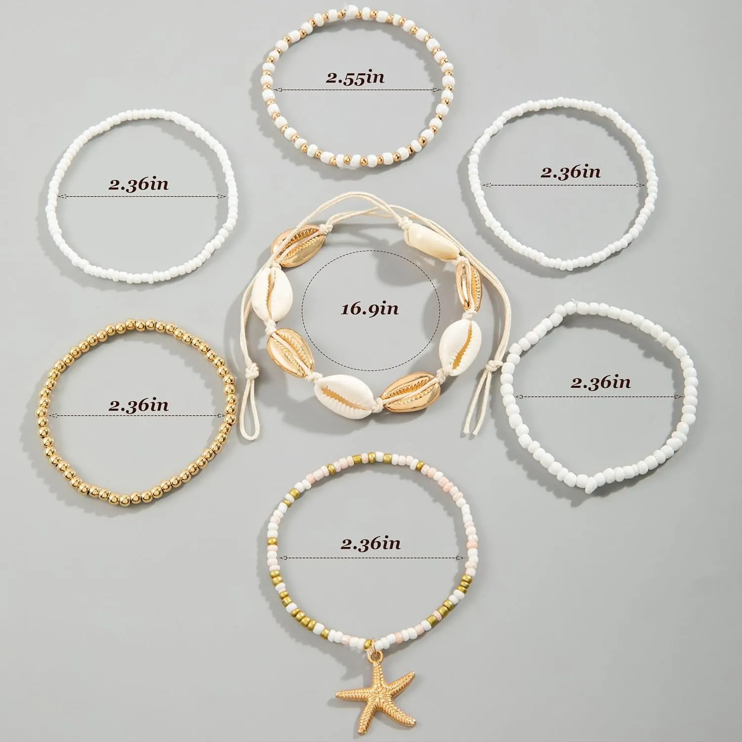 Shell Bracelet Beach Accessories Starfish Bracelets Seashell Charm Bracelets Turtle Boho Layered Beach Dresses for Women Vcation Outfits Summer Stuff