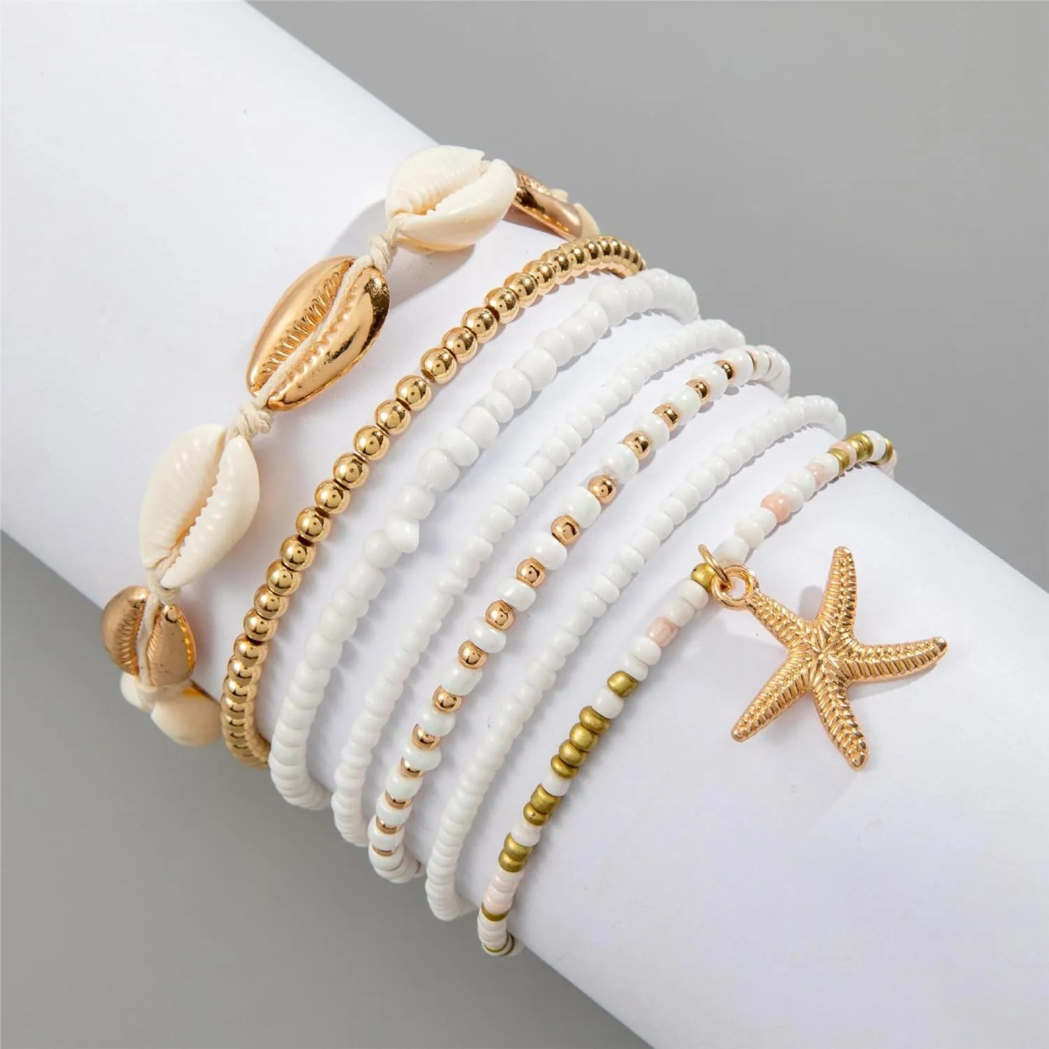 Shell Bracelet Beach Accessories Starfish Bracelets Seashell Charm Bracelets Turtle Boho Layered Beach Dresses for Women Vcation Outfits Summer Stuff