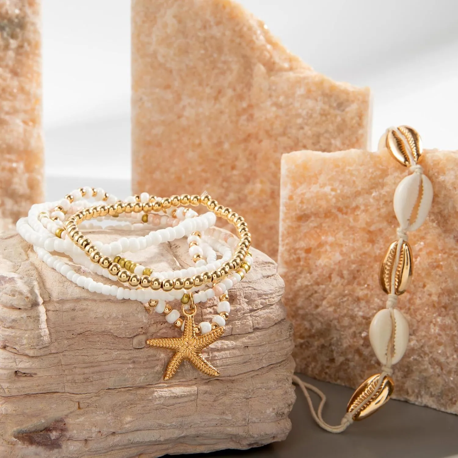 Shell Bracelet Beach Accessories Starfish Bracelets Seashell Charm Bracelets Turtle Boho Layered Beach Dresses for Women Vcation Outfits Summer Stuff