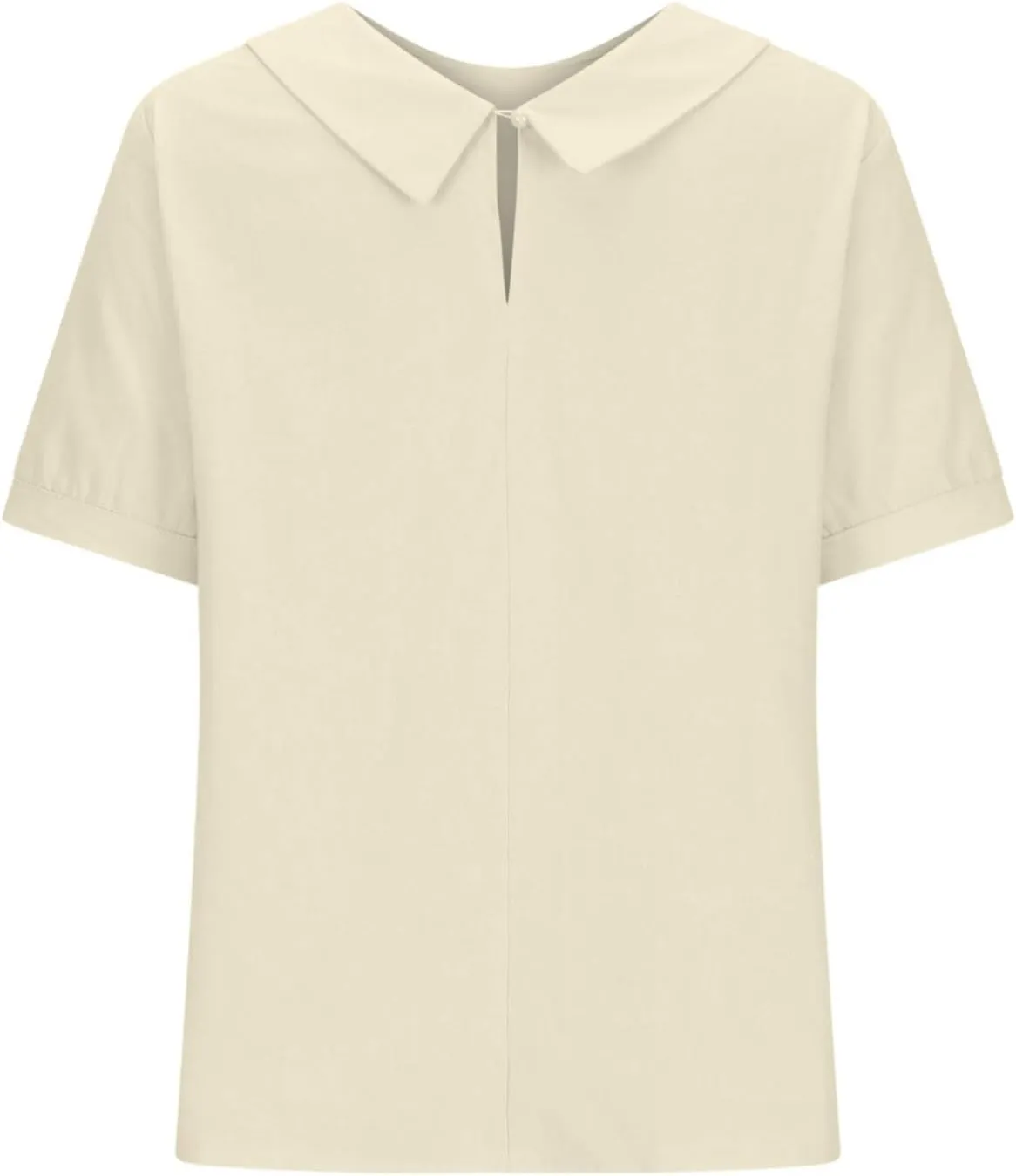 Short Sleeve Linen Tshirt for Women Peter Pan Collar Blouses Vintage Casual Loose Fit Cute Tops Summer Clothes 2025