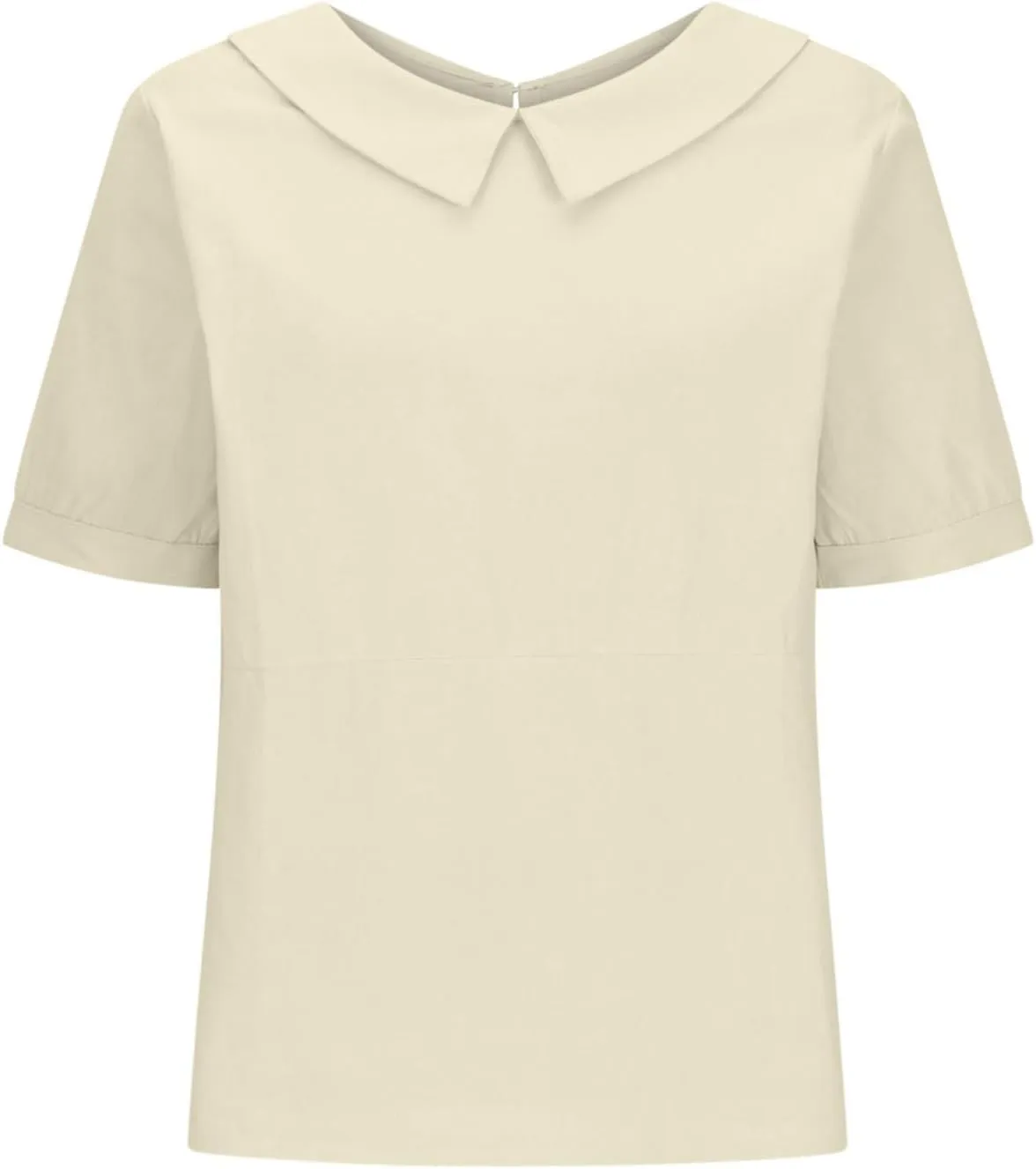 Short Sleeve Linen Tshirt for Women Peter Pan Collar Blouses Vintage Casual Loose Fit Cute Tops Summer Clothes 2025