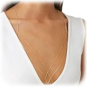 Simple Bra Body Chain Sexy Crossover Harness Chest Chain Summer Layered Body Chain Bikini Waist Chain Body Jewelry for Women