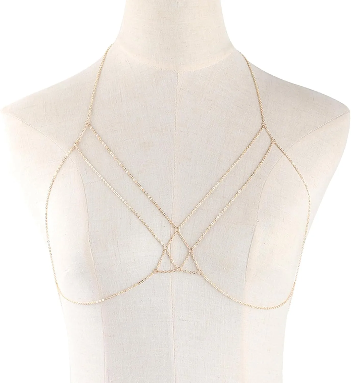 Simple Bra Body Chain Sexy Crossover Harness Chest Chain Summer Layered Body Chain Bikini Waist Chain Body Jewelry for Women