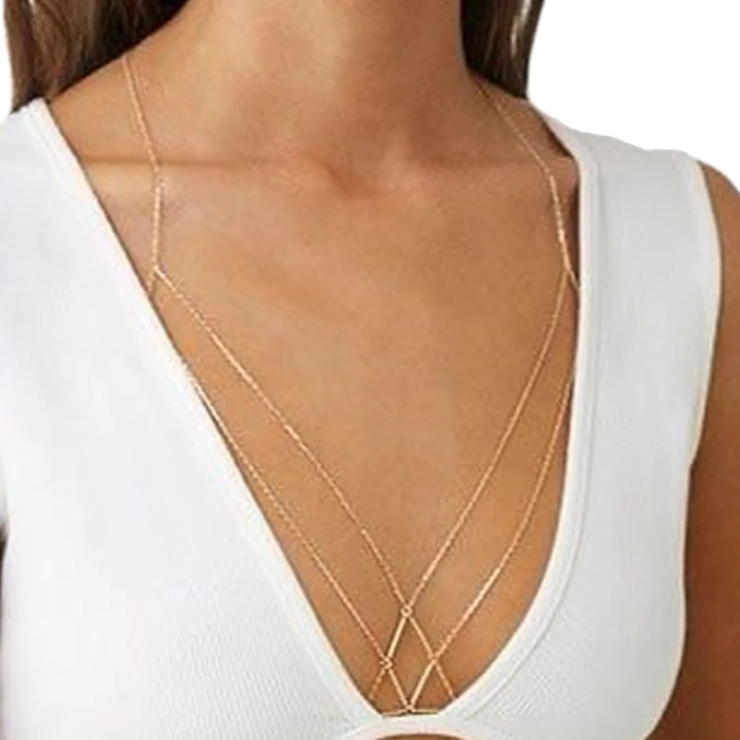 Simple Bra Body Chain Sexy Crossover Harness Chest Chain Summer Layered Body Chain Bikini Waist Chain Body Jewelry for Women