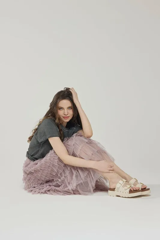 Sized Ruffled Tulle Skirt-9912