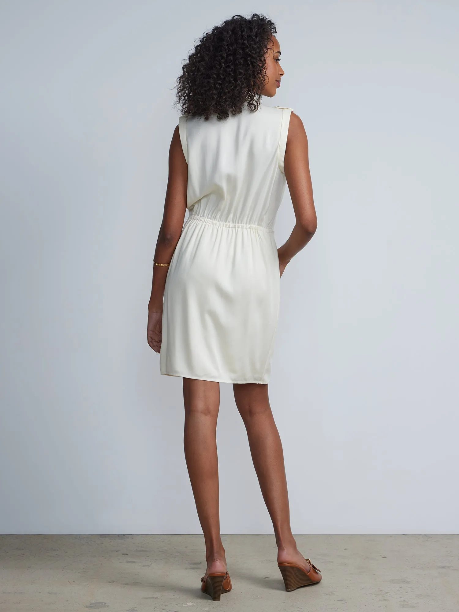 Sleeveless Button Front Utility Shirt Dress