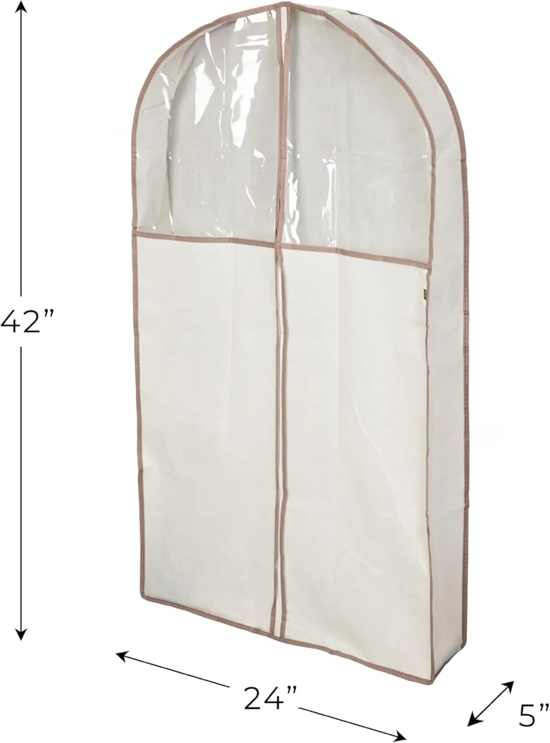 Smart Design Gusseted Garment Bag Hanger - (24 x 42 Inch) - Clothing Storage Cover - Includes Zipper Closure & Travel Loop - Suits, Dresses Travel Closet Organization - [Beige]