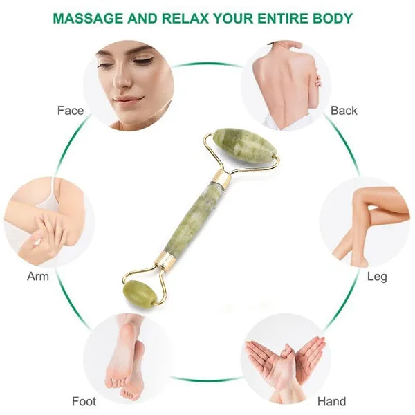 Smooth Facial Roller & Massager Natural Massage Jade Stone