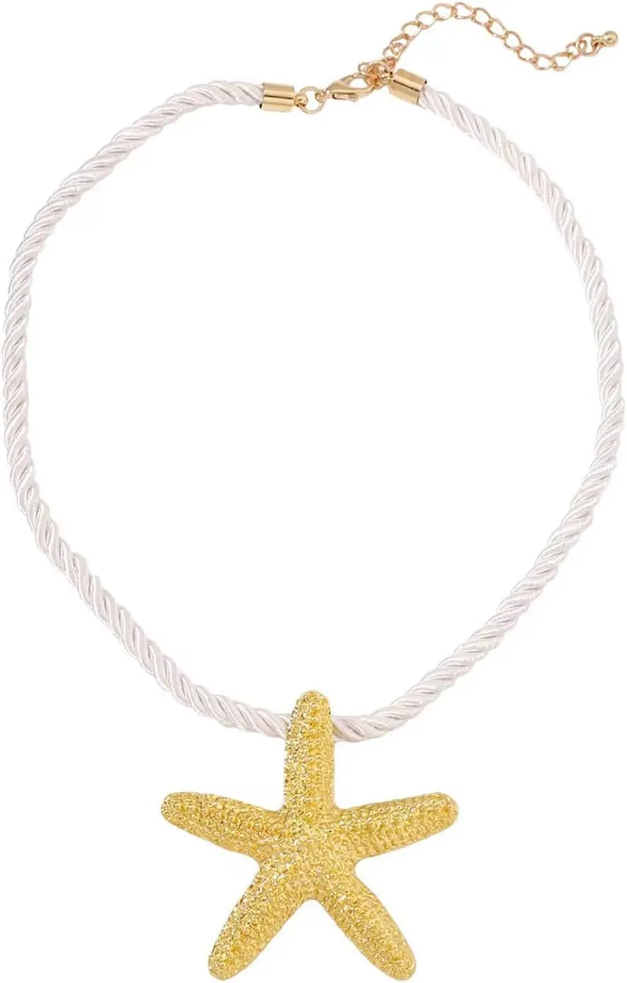 Starfish Necklace for Women Boho Layered Starfish Pendant Necklace Shell Necklace Summer Beach Necklaces Jewelry for Women