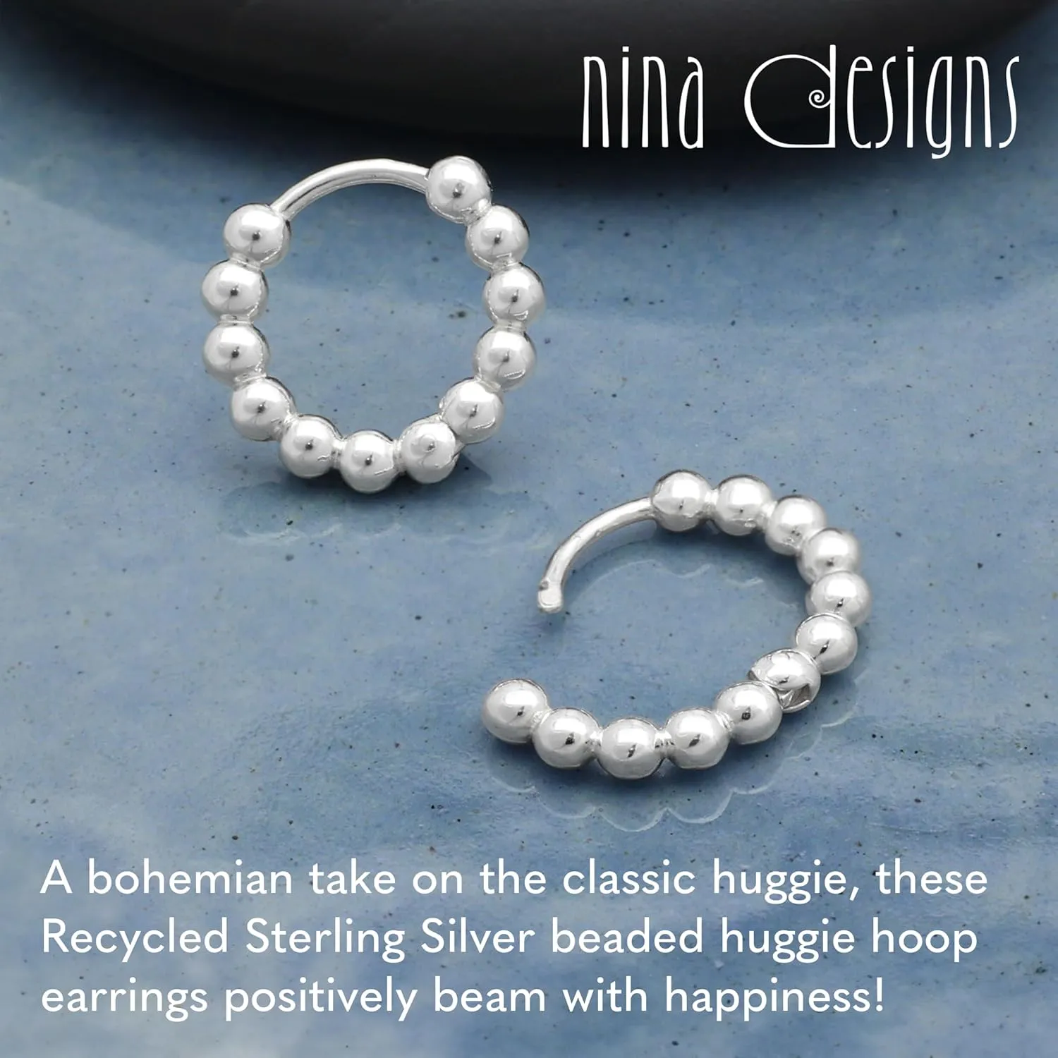 Sterling Silver Earrings - Recycled Sterling Silver Hoop Earrings, 925 Sterling Silver Earrings for Women, Hoop Earrings for Women