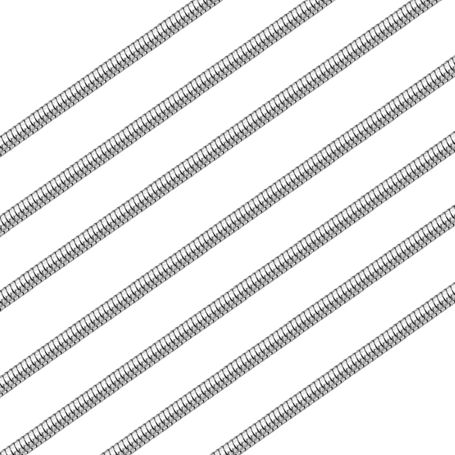 stino 7PCs No Turnish Stainless Steel Chains for Jewelry Making, Bulk Silver Necklace Findings & Supplies, Figaro, Snake, Rope, Rolo