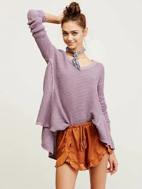 Street Style Bare Shoulder Loose Long Sweater
