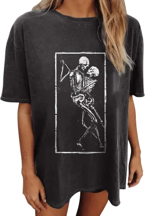 Summer Y2k Tops for Womens, Casual Vintage Short Sleeve T-Shirt, Girls Oversize Loose Round Neck Elastic Tee