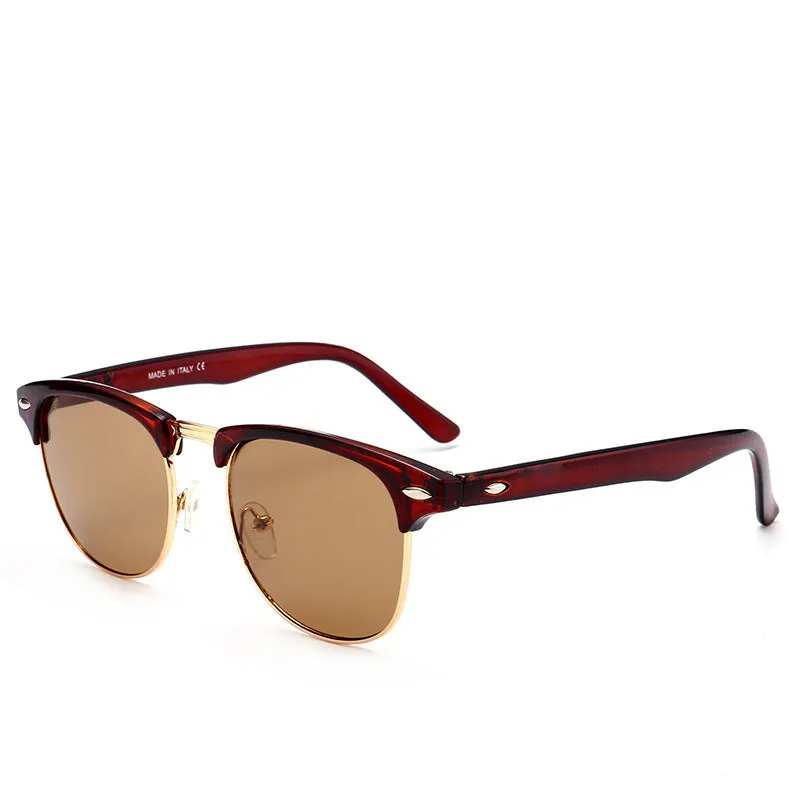 Sunglasses sun Shades Glass Retro Universal Half Frame Beige Nail Trendy UV Protection unisex