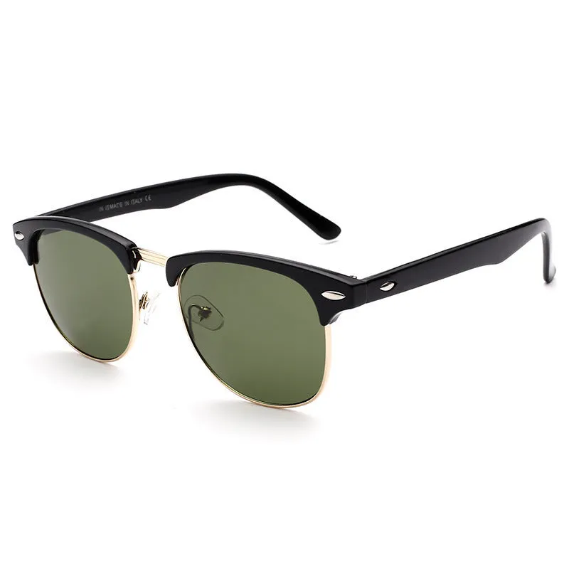 Sunglasses sun Shades Glass Retro Universal Half Frame Beige Nail Trendy UV Protection unisex