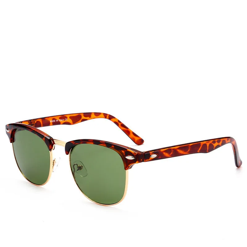 Sunglasses sun Shades Glass Retro Universal Half Frame Beige Nail Trendy UV Protection unisex