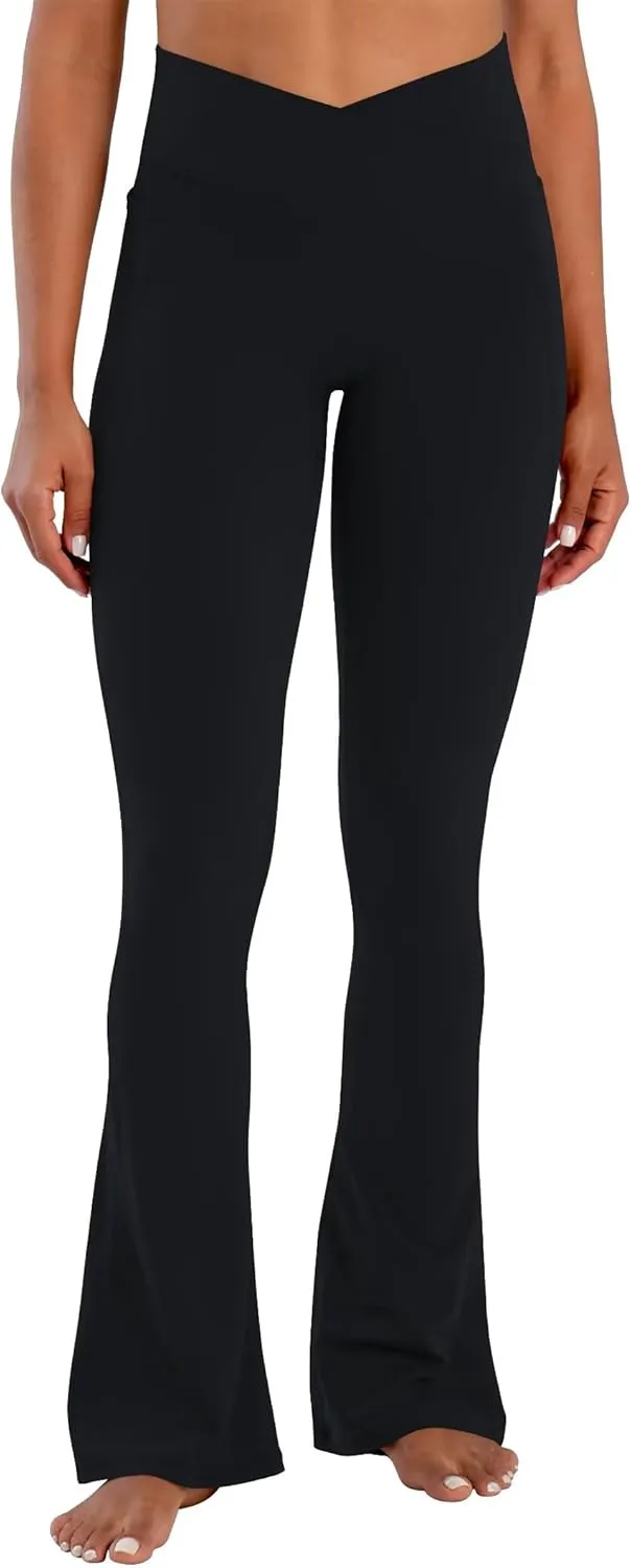 Sunzel Hidden Butt Lifting Scrunch Flare Leggings for Women with Pockets No Front Seam Tummy Control Mini Flared Yoga Pants