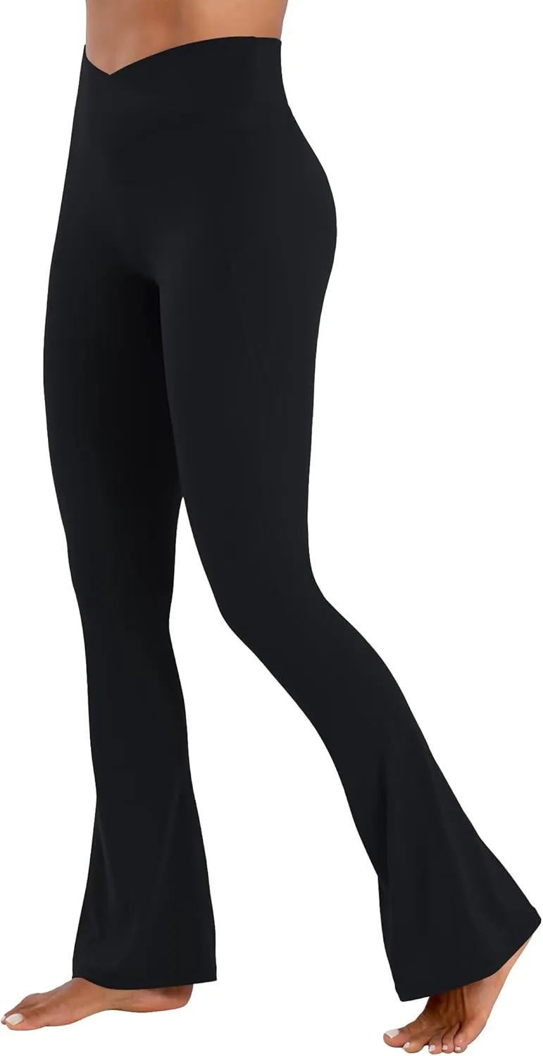 Sunzel Hidden Butt Lifting Scrunch Flare Leggings for Women with Pockets No Front Seam Tummy Control Mini Flared Yoga Pants
