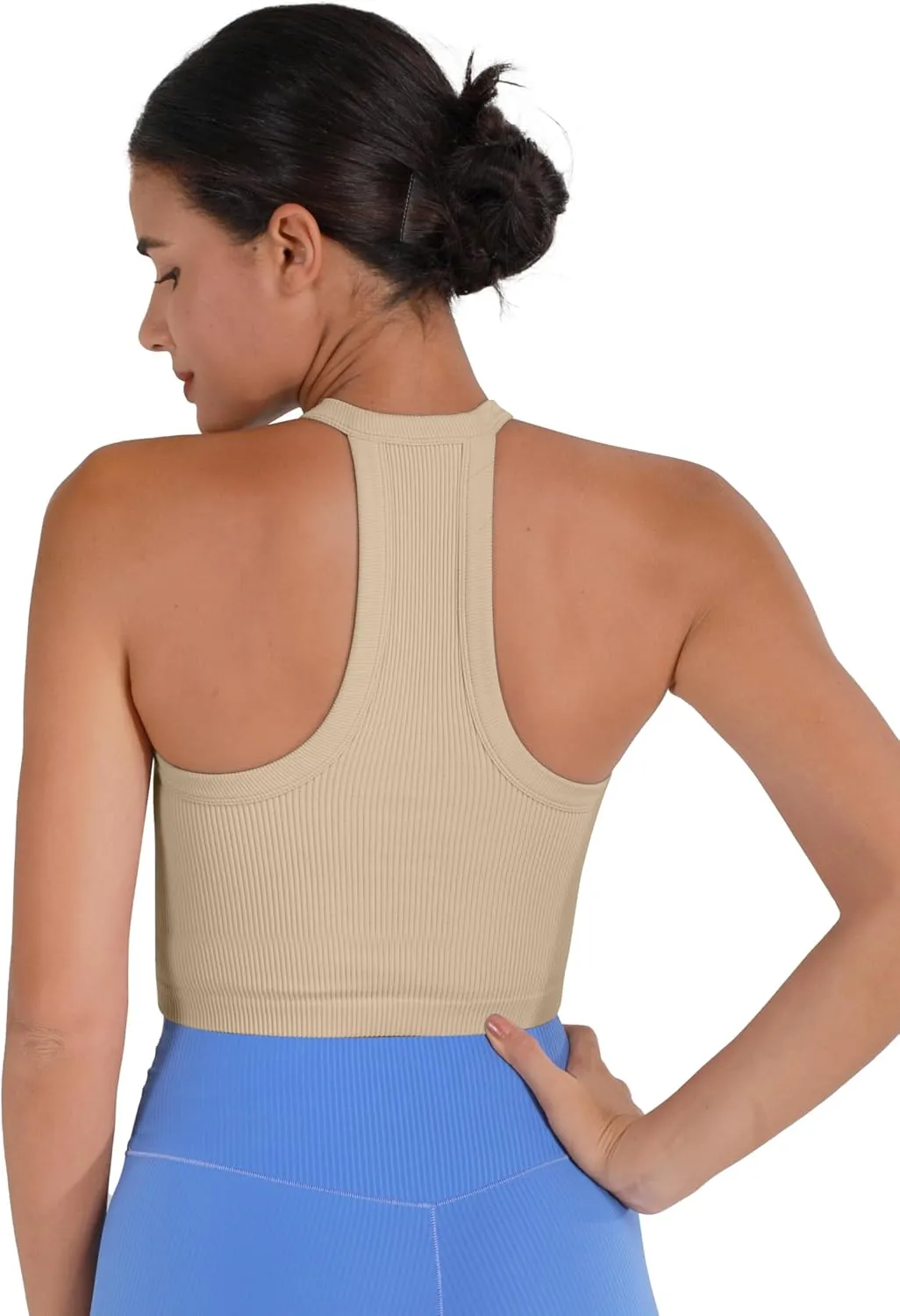 Sunzel Ribbed Tank Tops for Women, Halter High Neck Seamless Cute Crop Top, Basics Sleeveless Workout Athletic Yoga Shirts