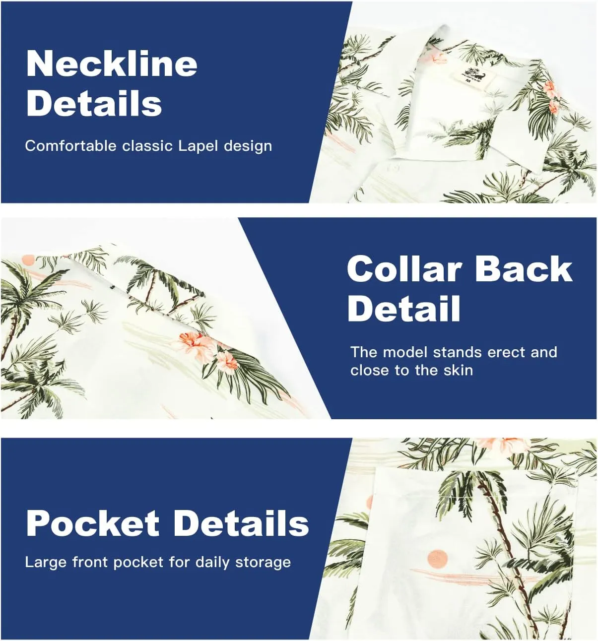 SURF CUZ Mens Hawaiian Shirts Short Sleeve Stretch Casual Aloha Shirt Vacation Mens Tropical Button Down Beach Shirts