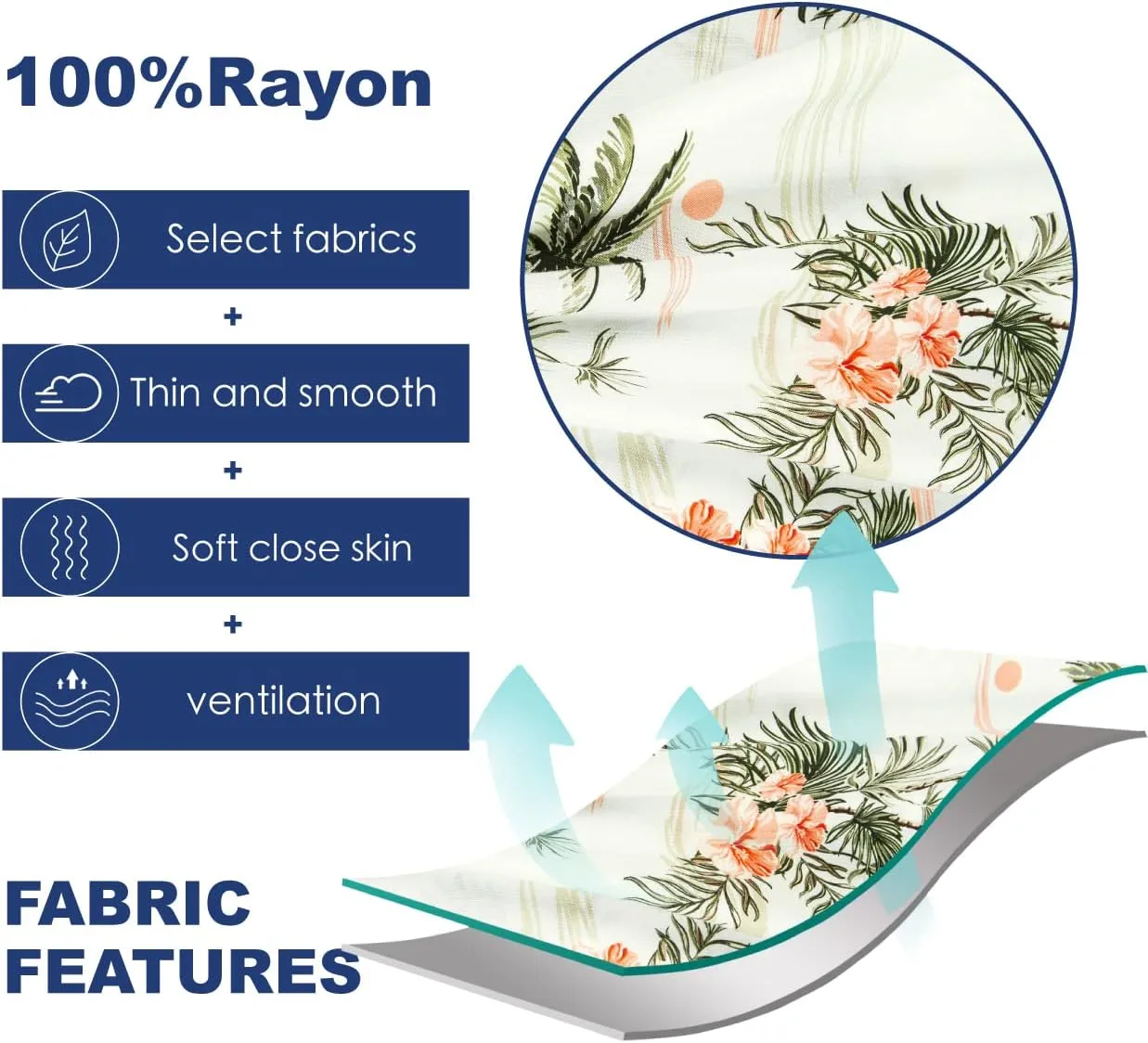 SURF CUZ Mens Hawaiian Shirts Short Sleeve Stretch Casual Aloha Shirt Vacation Mens Tropical Button Down Beach Shirts