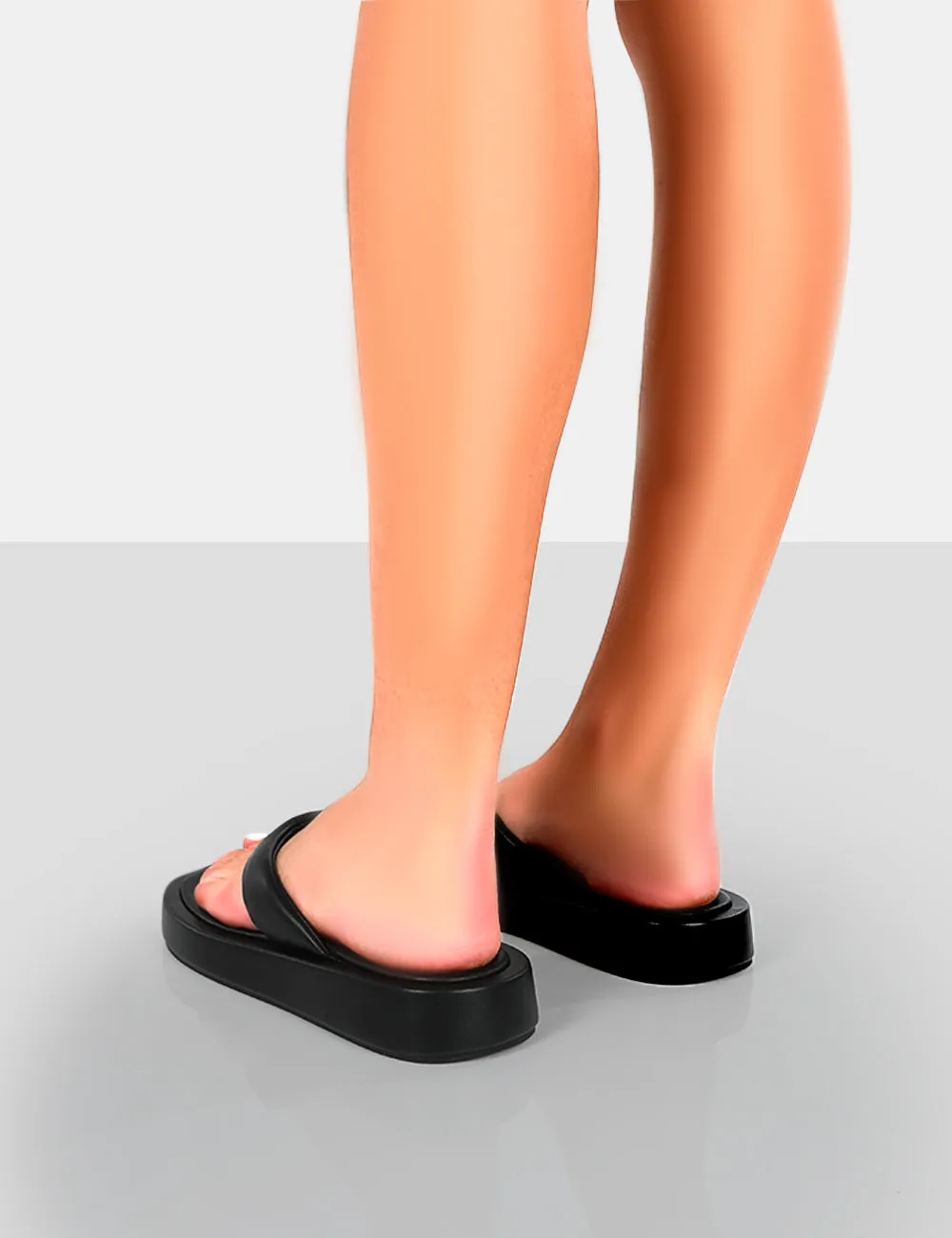 Surfs Up Black Flatform Flip Flop Thong Sandals