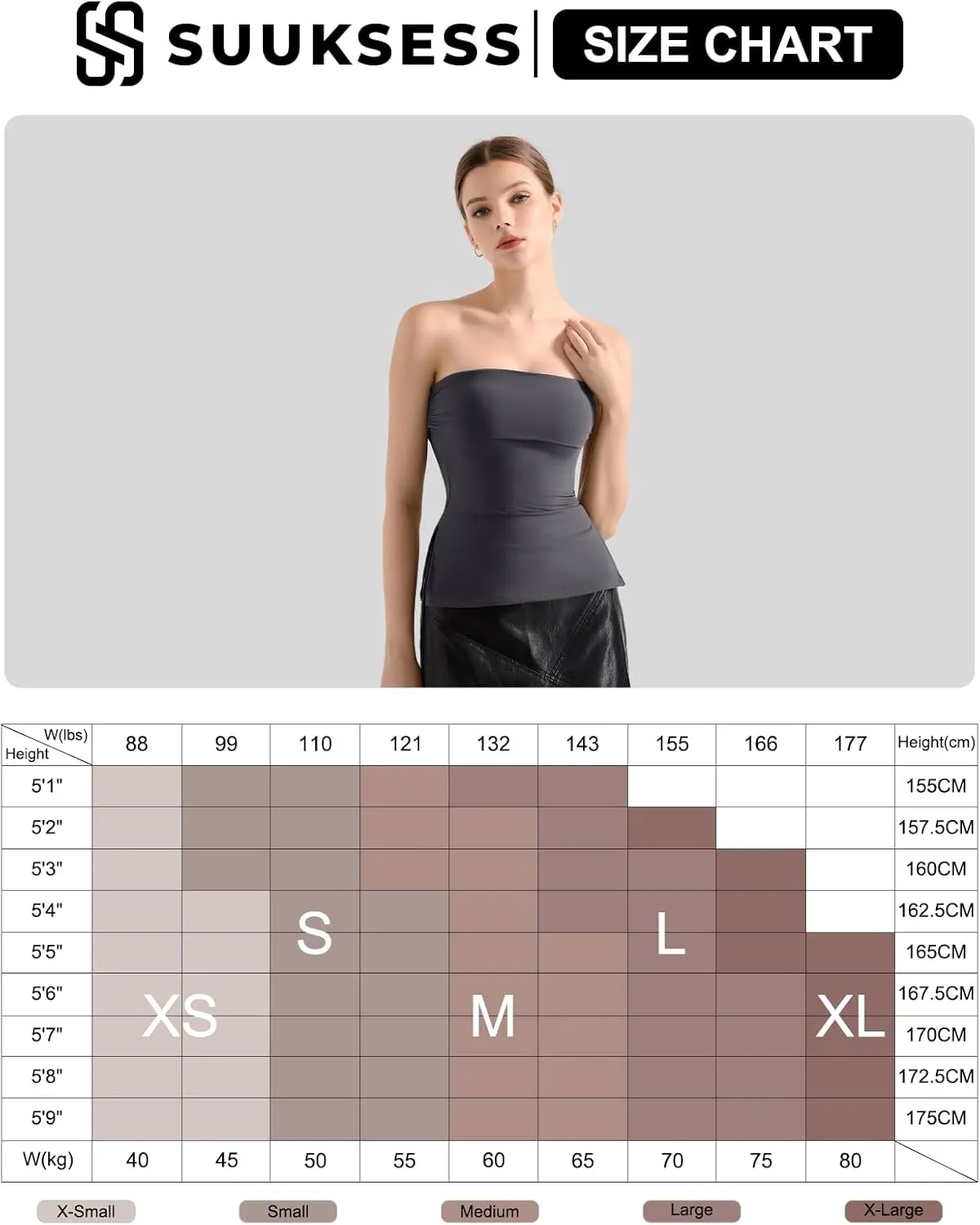 SUUKSESS Women Double Lined Going Out Trendy Tube Tops Side Split Sexy Tank Tops