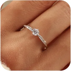 SUYACS 1ct Diamond Cut Cubic Zirconia Engagement Rings for Women 925 Sterling Silver Gold Round Cut Moissanite Promise Ring Classic Eternity Brides Wedding Rings Jewelry Gifts for Her Wife
