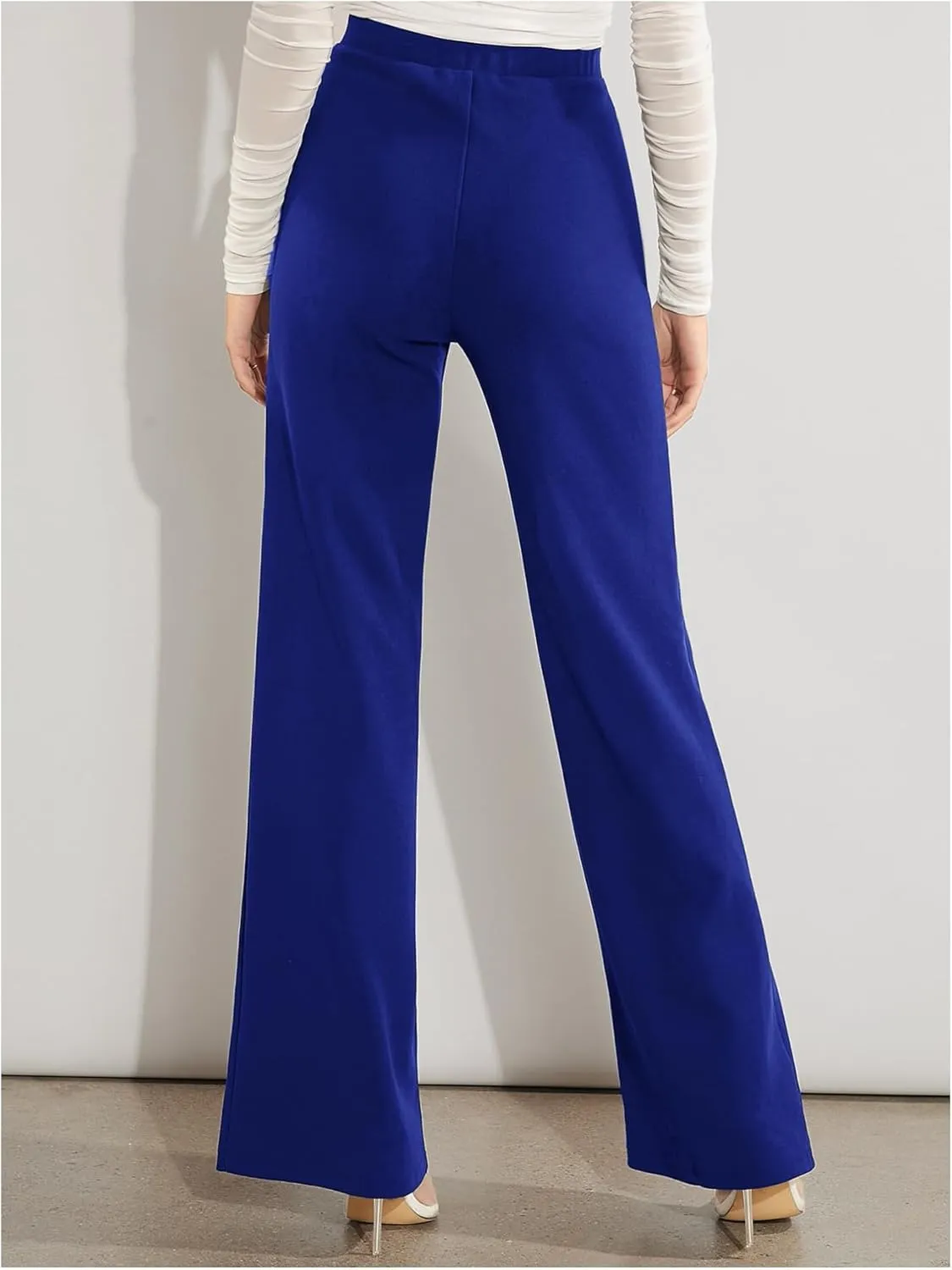 SweatyRocks Women's Casual High Waisted Wide Leg Long Pant Trouser Business Work Pants