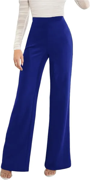 SweatyRocks Women's Casual High Waisted Wide Leg Long Pant Trouser Business Work Pants
