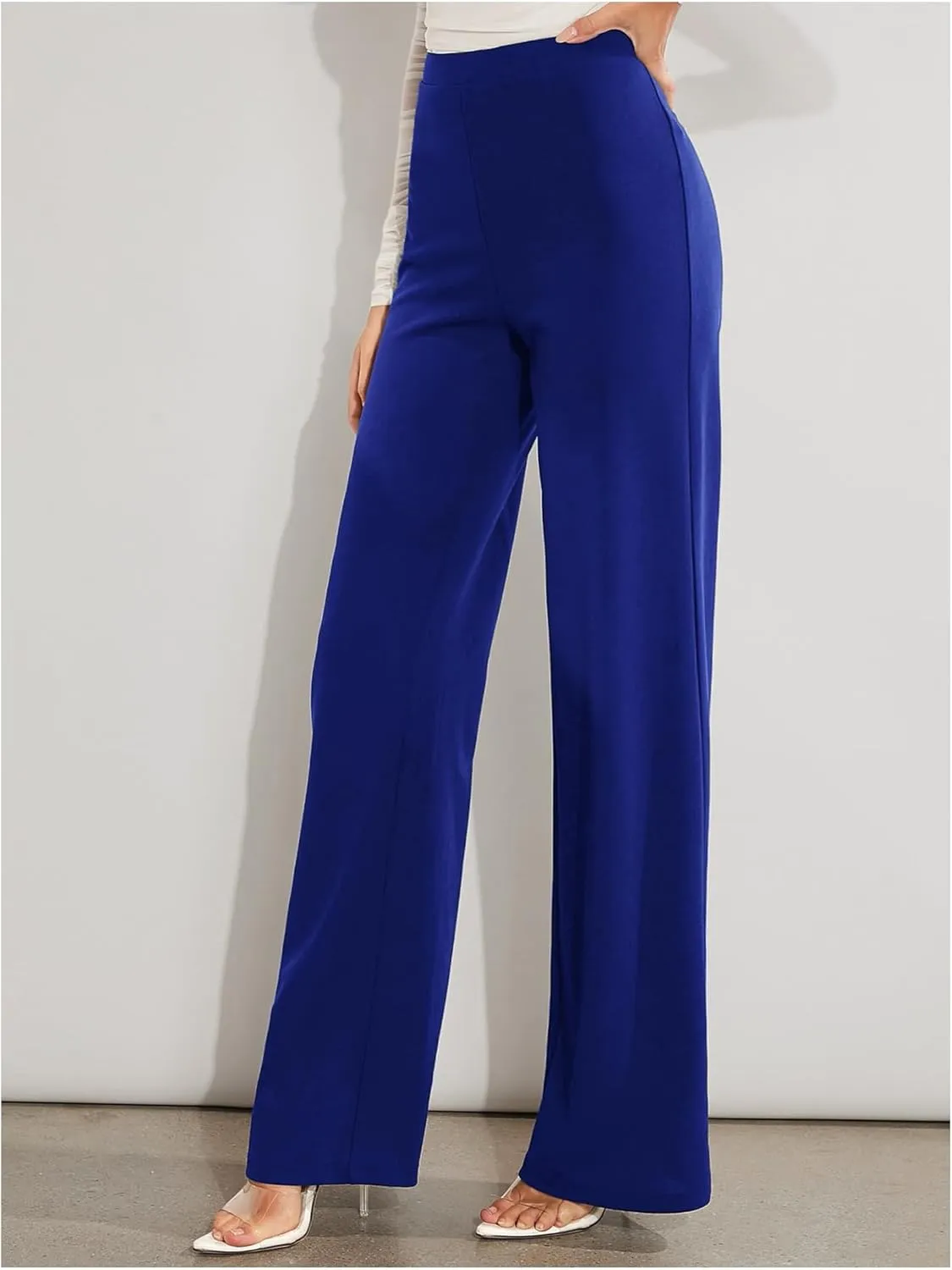 SweatyRocks Women's Casual High Waisted Wide Leg Long Pant Trouser Business Work Pants