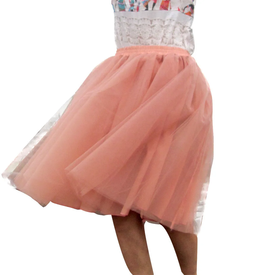 Sweet 7 Layers Pleated Flared Veil Skirt