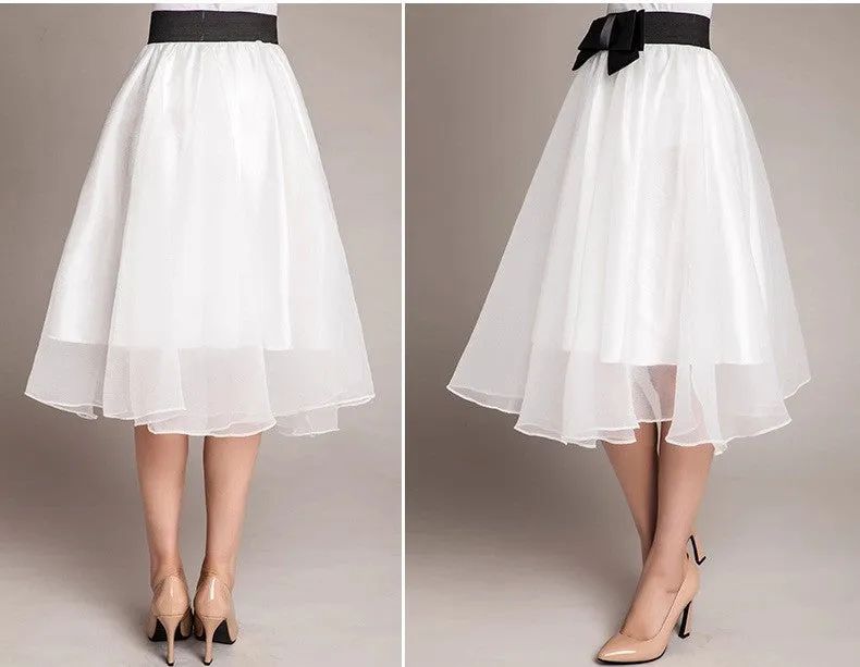 Sweet Bowknot Multi-layer A-line Pleated Tulle Skirt