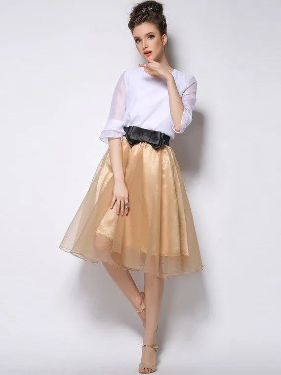 Sweet Bowknot Multi-layer A-line Pleated Tulle Skirt