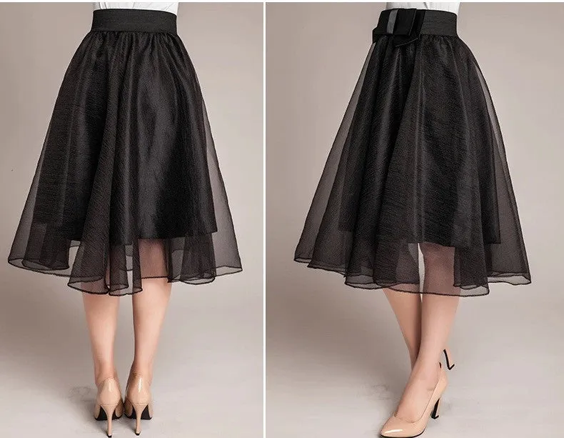 Sweet Bowknot Multi-layer A-line Pleated Tulle Skirt