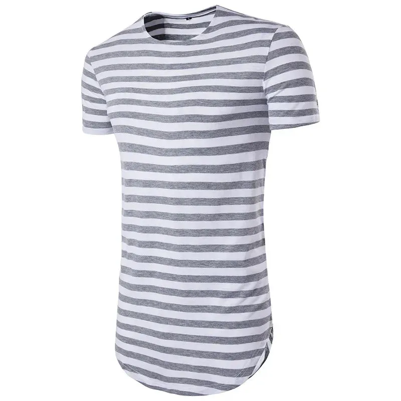 T Shirt Men Long Patchwork Leather Zipper