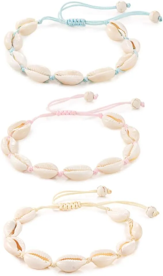 Tarsus Artificial Shell Bracelets Handmade Beachy Boho White Seashell Bracelet Gifts for Women Teens