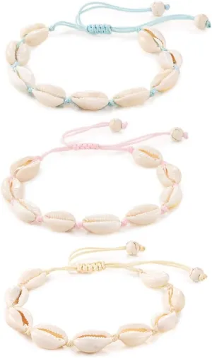 Tarsus Artificial Shell Bracelets Handmade Beachy Boho White Seashell Bracelet Gifts for Women Teens