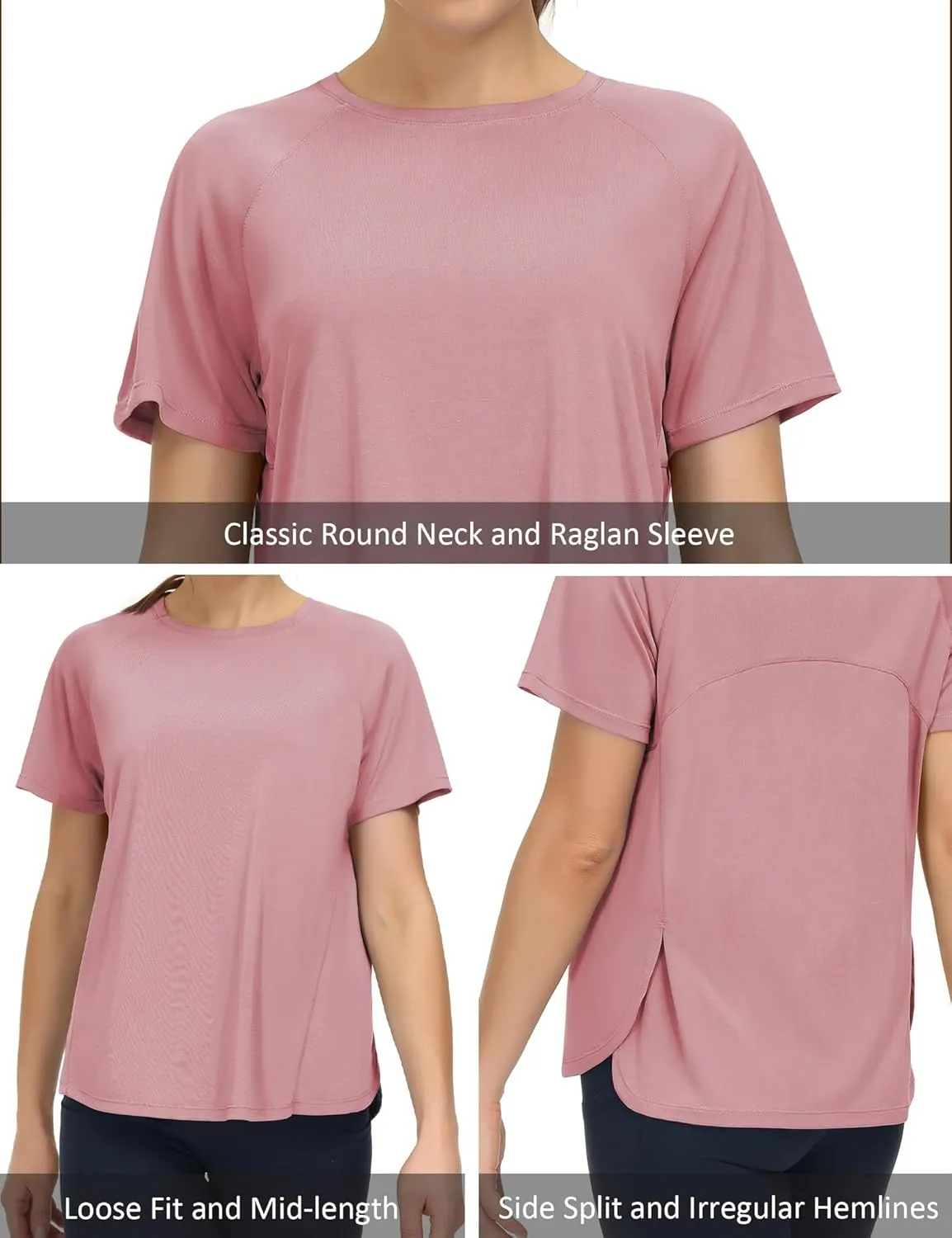 THE GYM PEOPLE Women's Short Sleeve Workout Shirts Breathable Yoga T-Shirts with Side Slits Athletic Tee Tops