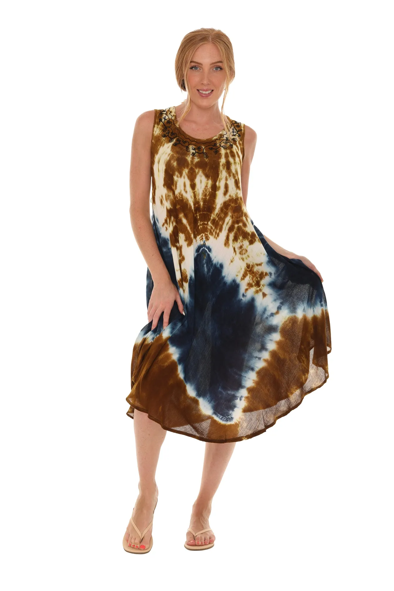 Tie Dye Sleeveless Rayon Sundress
