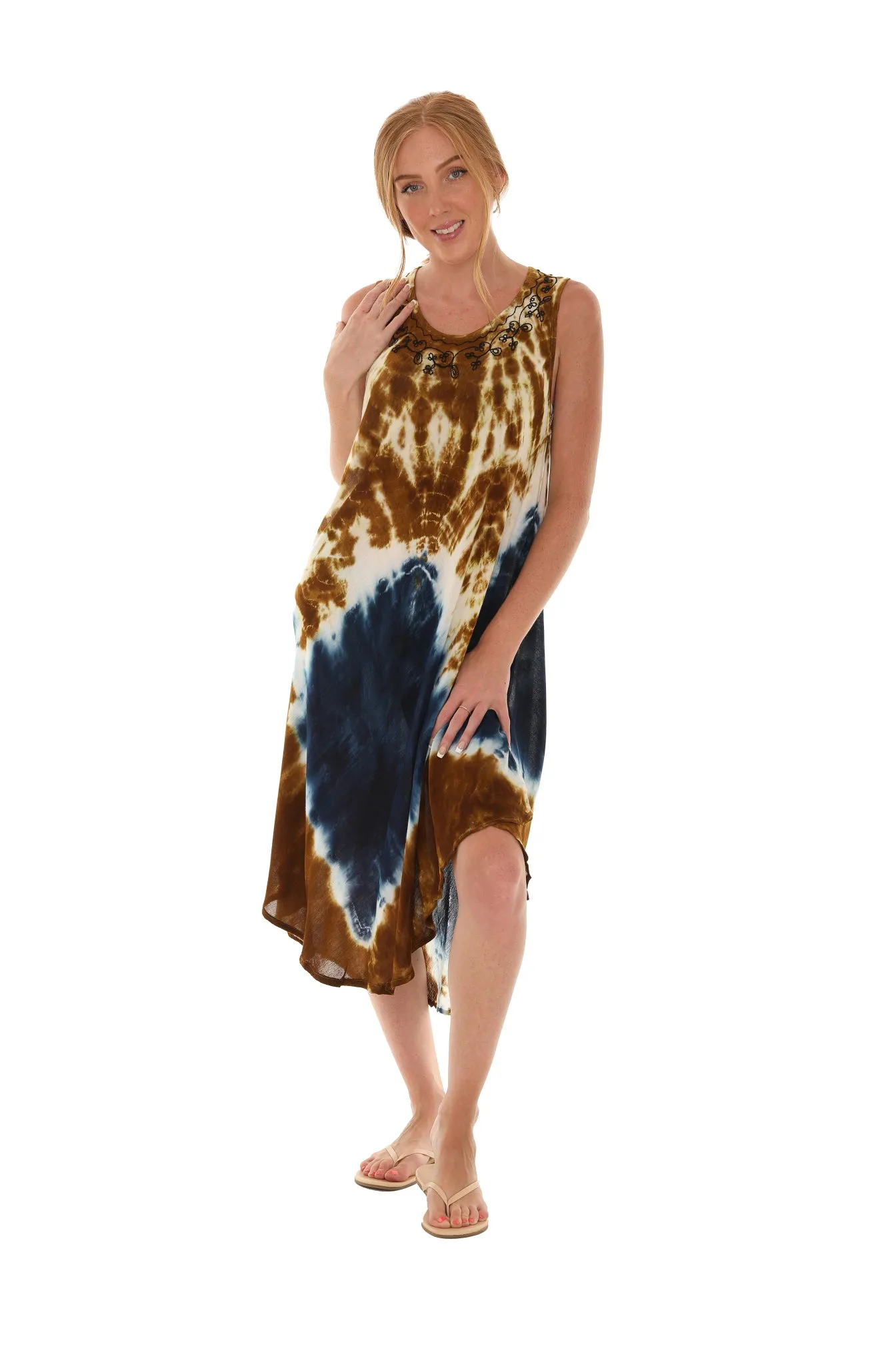 Tie Dye Sleeveless Rayon Sundress