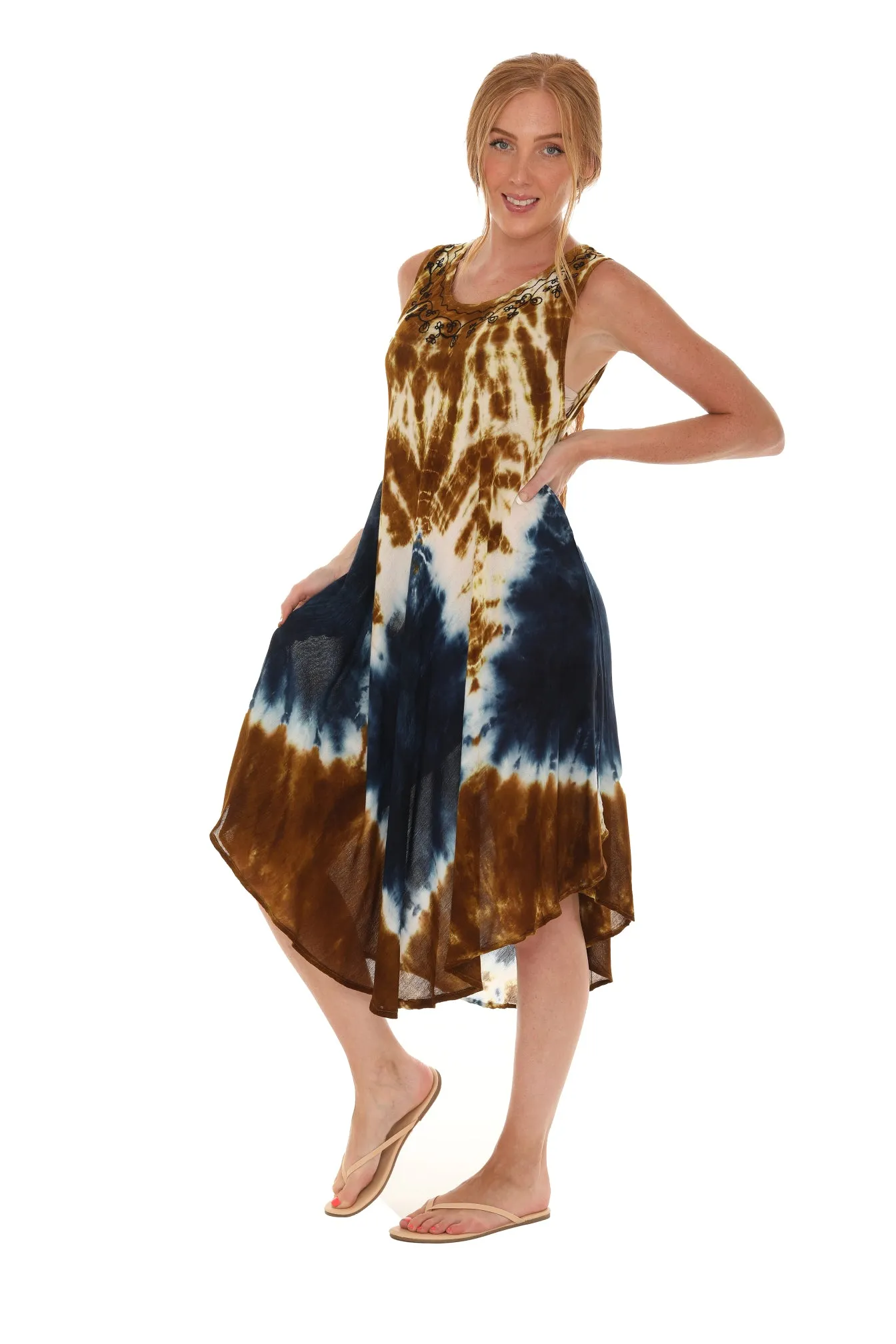 Tie Dye Sleeveless Rayon Sundress