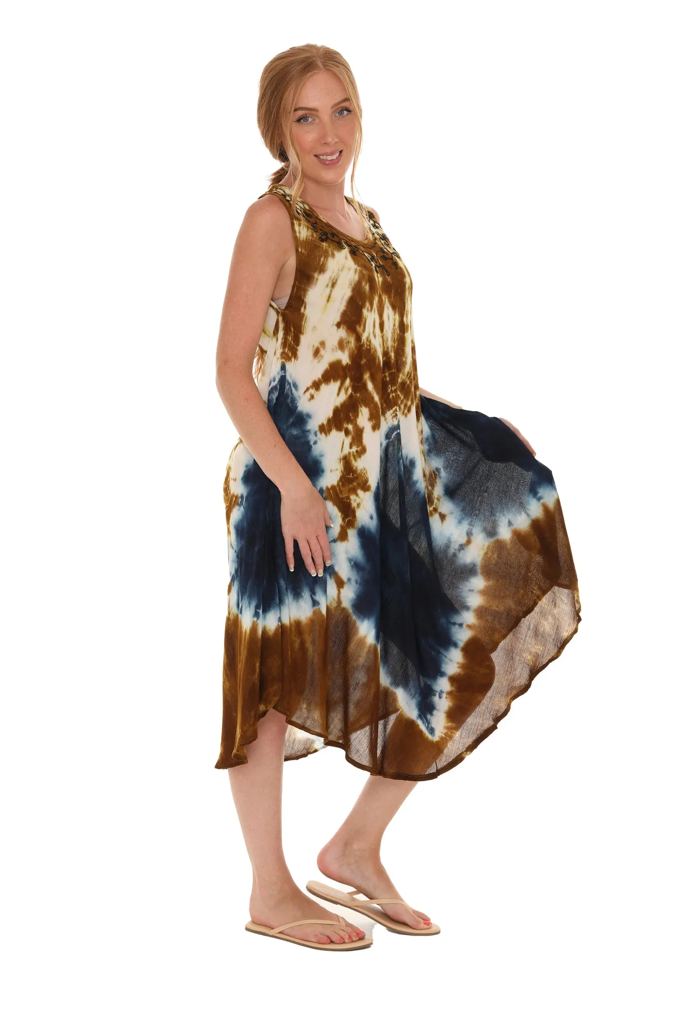 Tie Dye Sleeveless Rayon Sundress